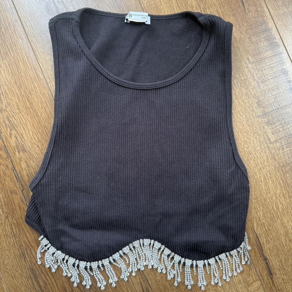 Zara Black Ribbed Crop-top